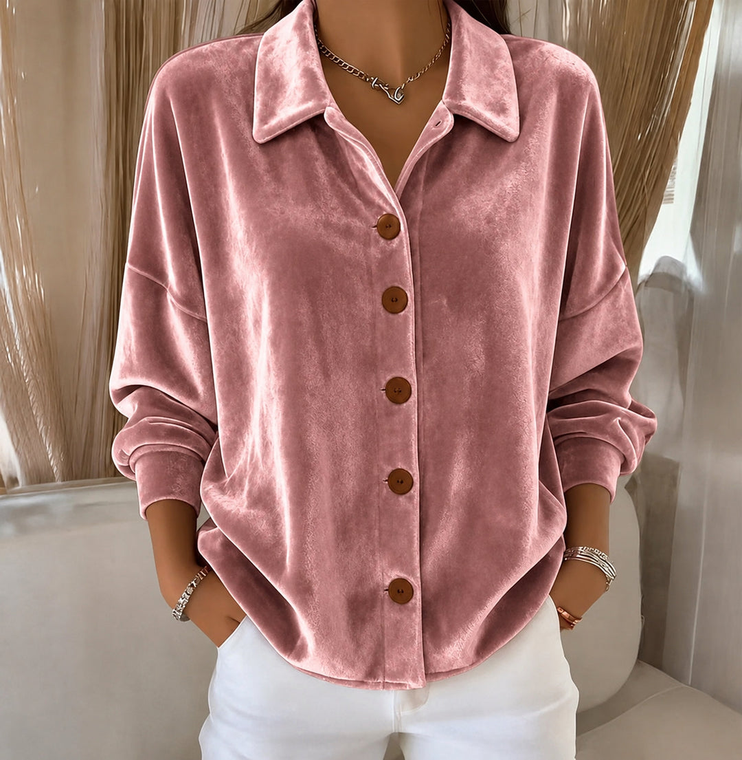 Mathilde oversized velvet shirt in pink