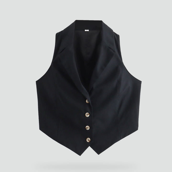Iris black blouse with button front