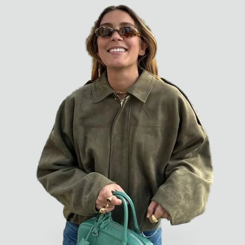 Iris suede look bomber jacket