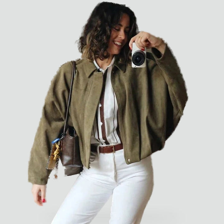 Iris suede bomber jacket in black