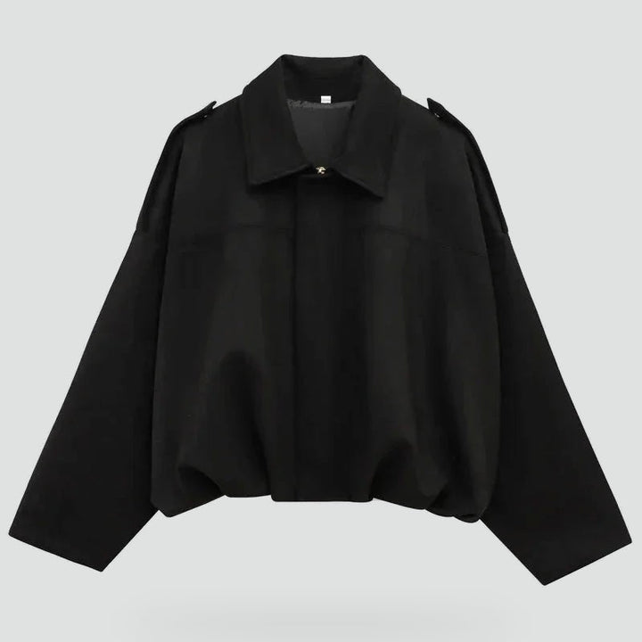Iris suede bomber jacket, ribbed collar detail