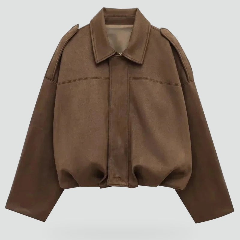 Iris suede bomber jacket, cuff detail