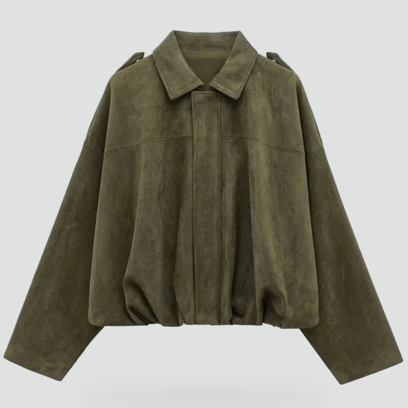 Iris suede bomber jacket, back view
