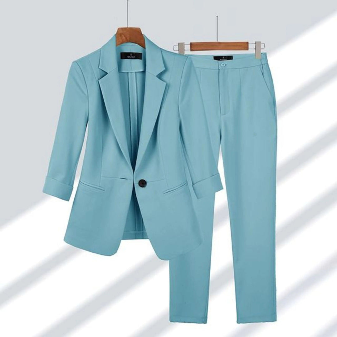 Cecile two piece blazer and trouser set in purple