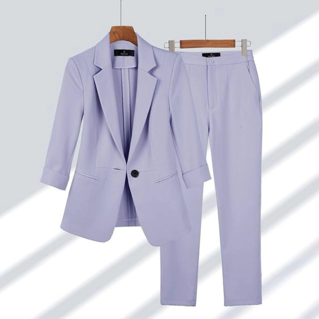 Cecile two piece blazer and trouser set in blue
