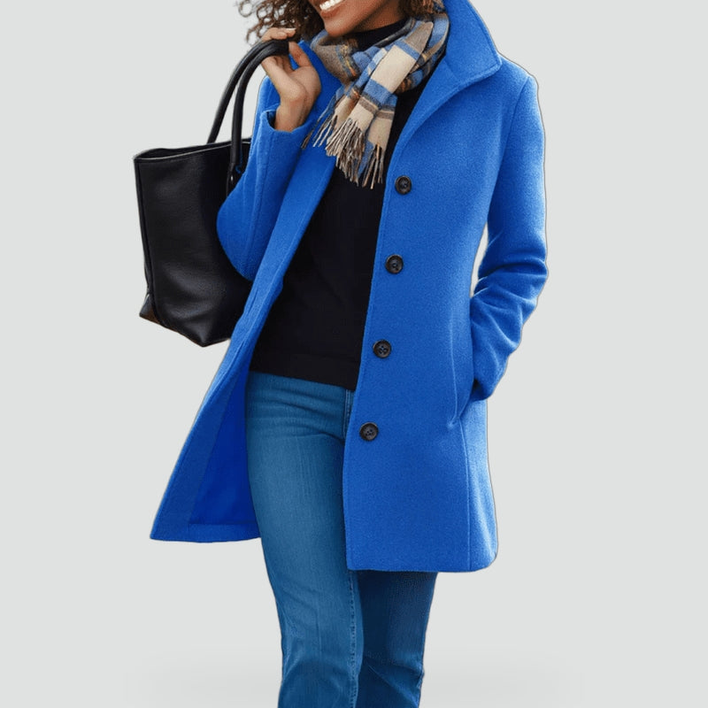 Dorothea wool blend coat, high collar detail