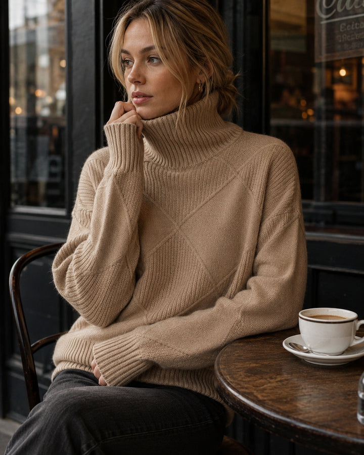 Ingrid chunky knit roll neck jumper in yellow