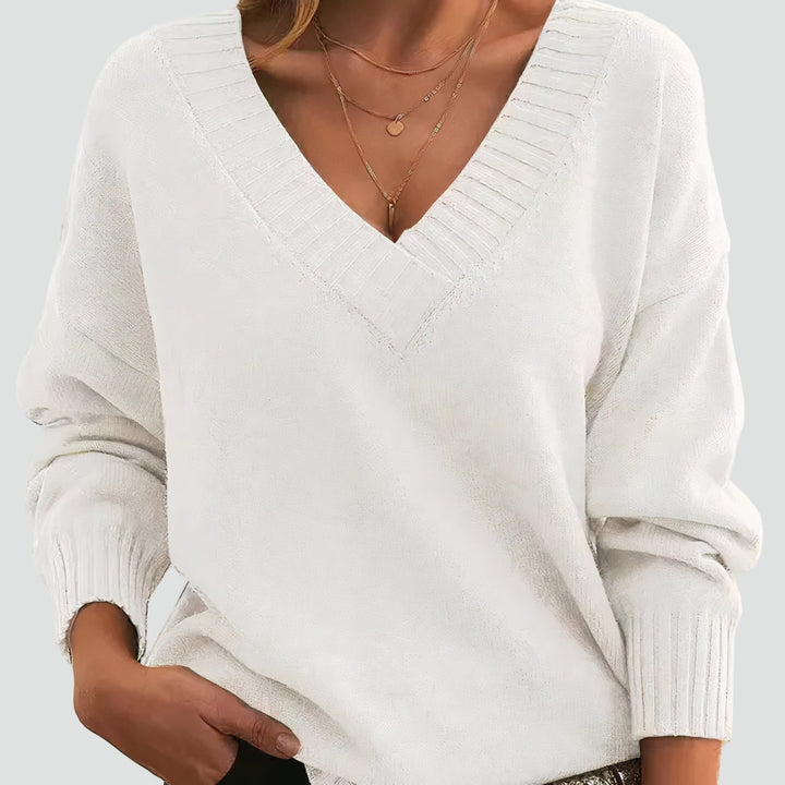 Celia cashmere blend V neck jumper, side view