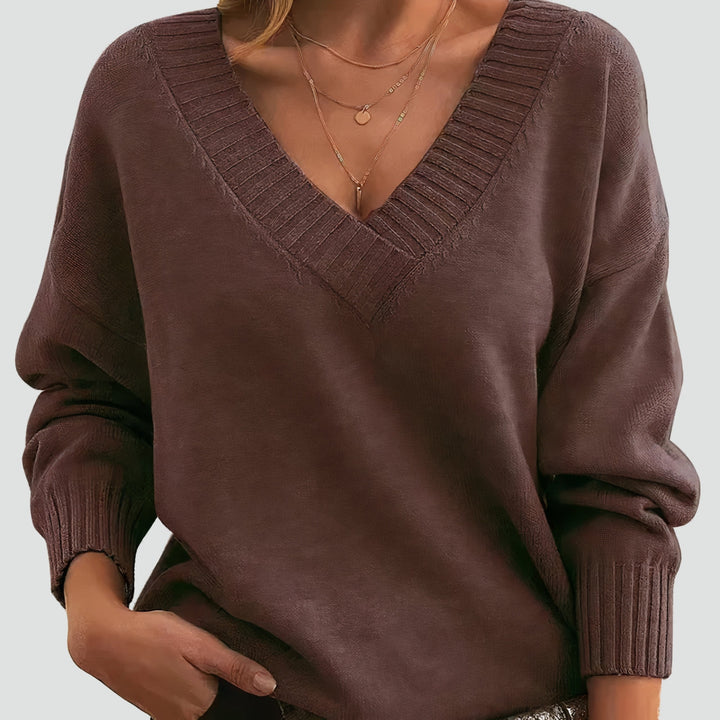 Celia cashmere blend V neck jumper, full length