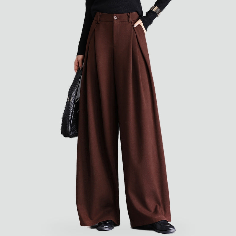 Hester pleated wide leg trousers in olive brown