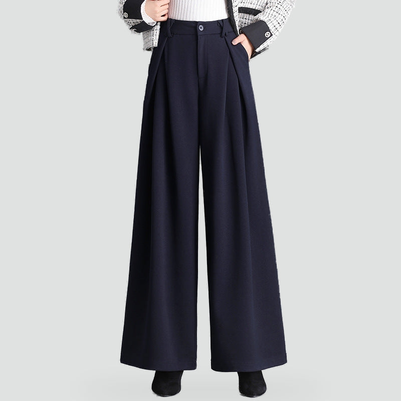Hester pleated wide leg trousers in chestnut
