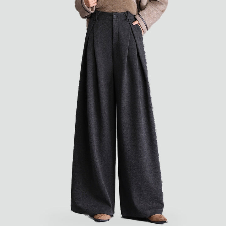 Hester pleated wide leg trousers in dark grey