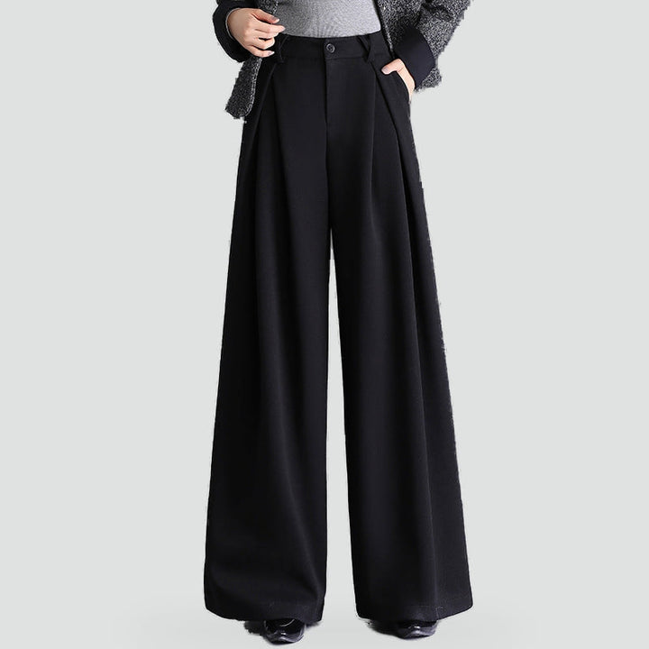 Hester pleated wide leg trousers in navy