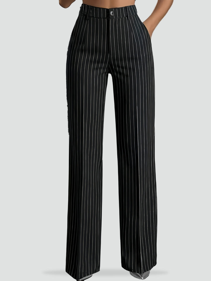 Adelaide black high waist trousers with belt detail