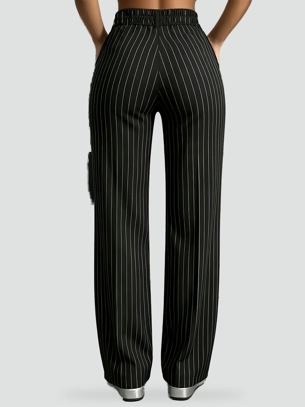 Adelaide black high waist trousers, front view
