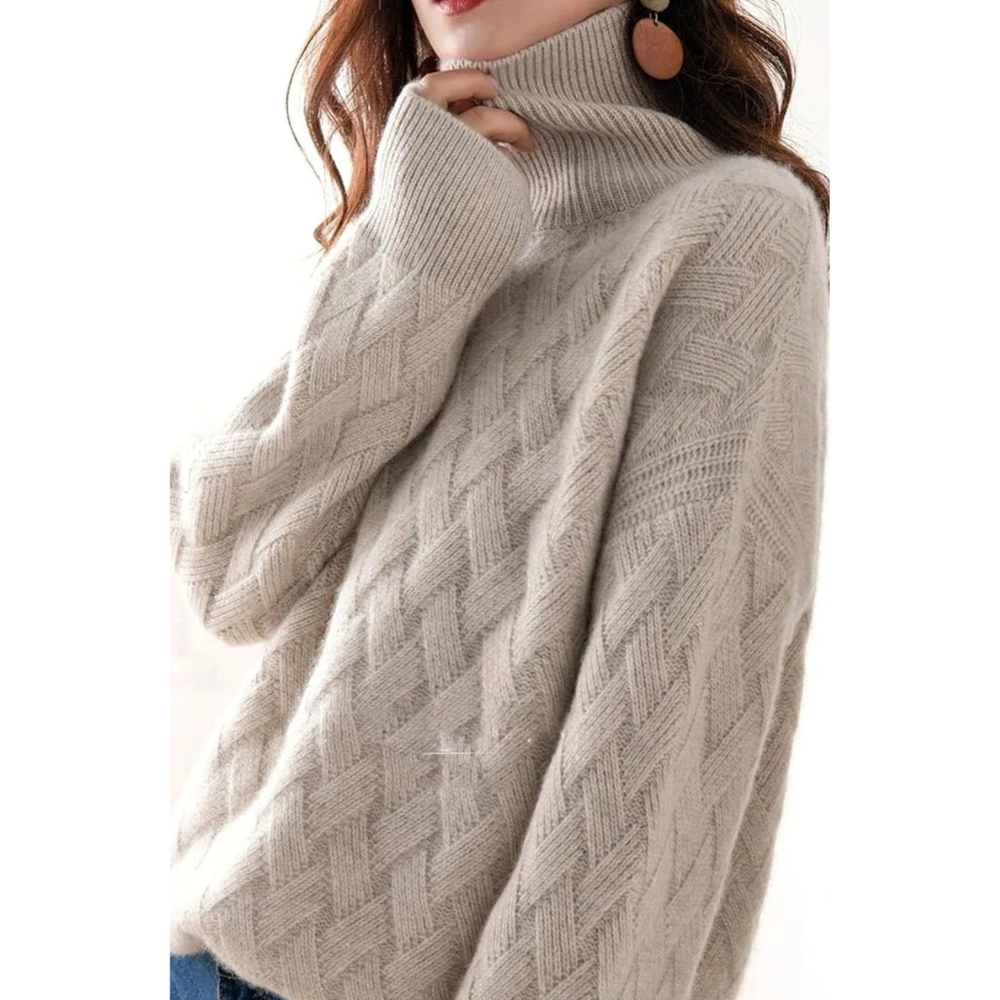 Dorothee oversized cable knit roll neck jumper in cream