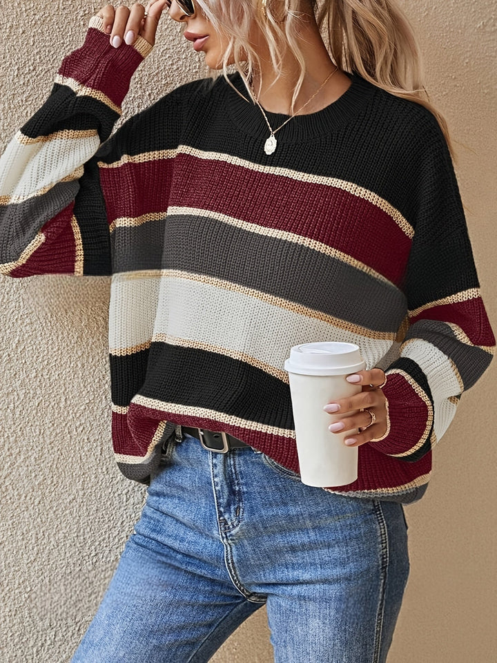 Marcelline chunky colour block striped jumper