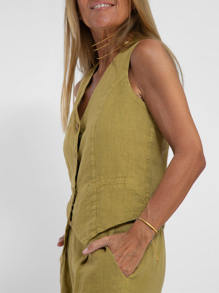 Leontine button waistcoat and wide leg trouser set