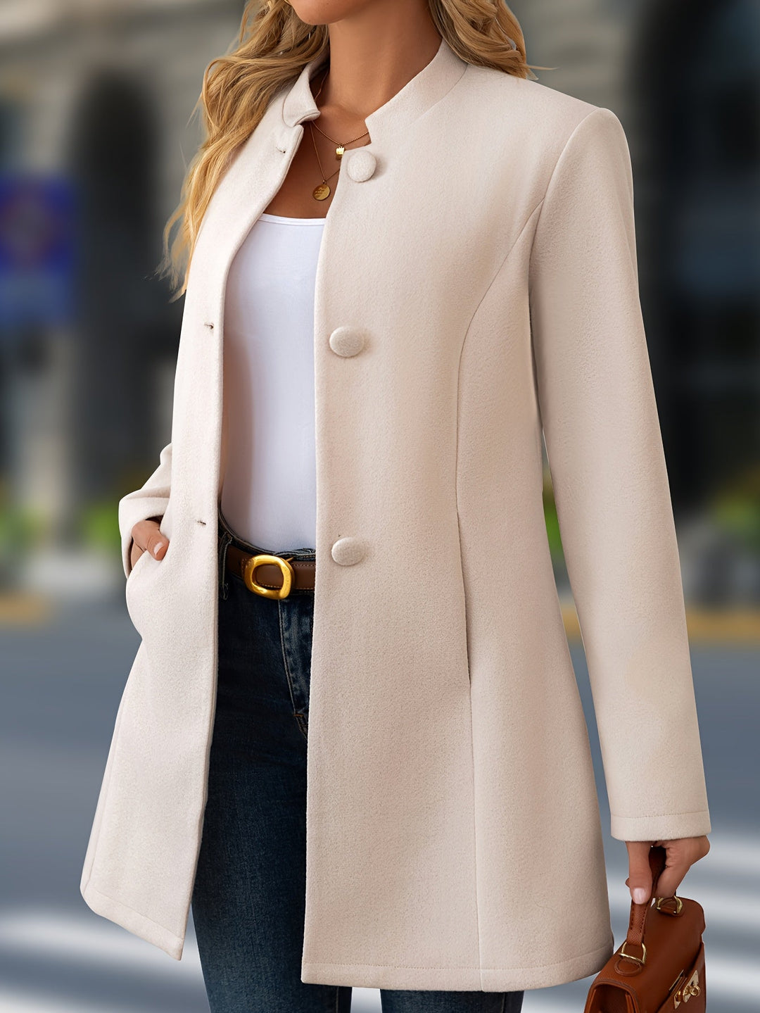 Celandine stand collar belted coat