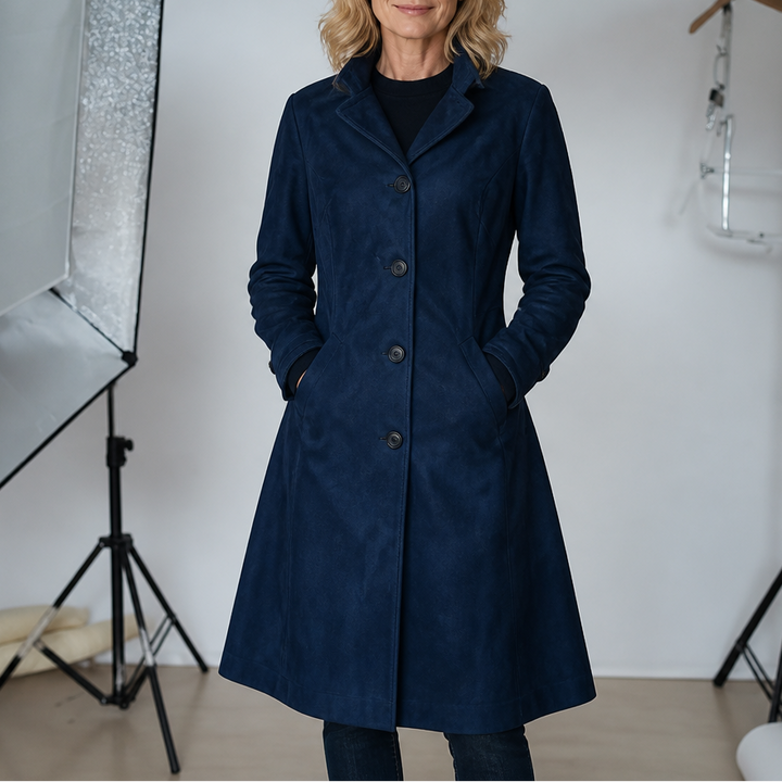 Rhonwen suede look longline coat – image 4
