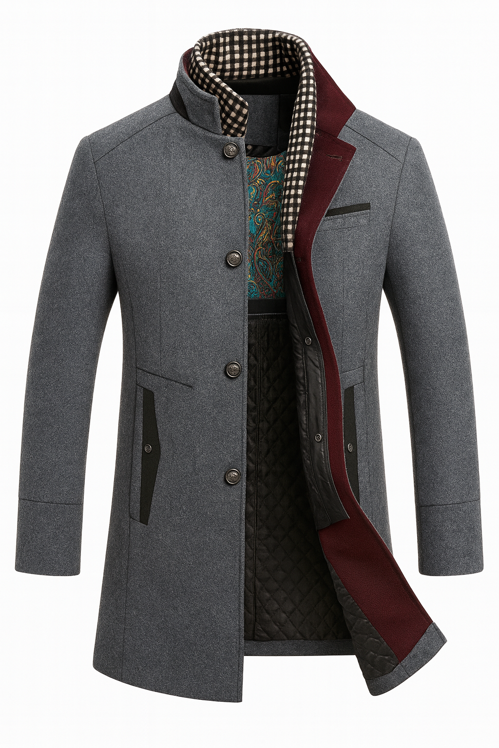 Araminta contrast trim stand collar coat – image 4