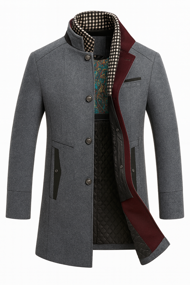 Araminta contrast trim stand collar coat – image 4