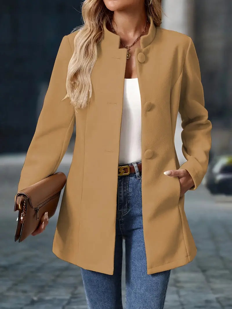 Rosie stand collar coat with decorative buttons – image 15