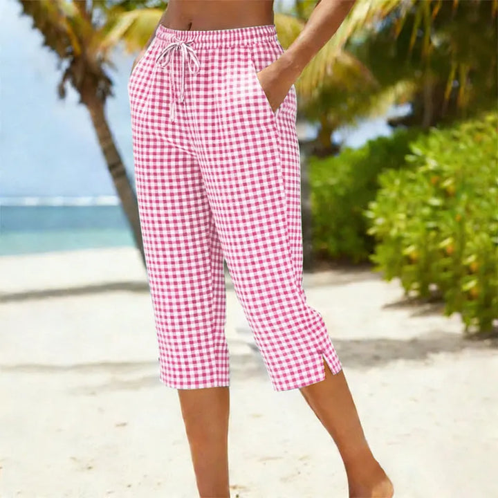 Juliana gingham cropped drawstring trousers – image 12