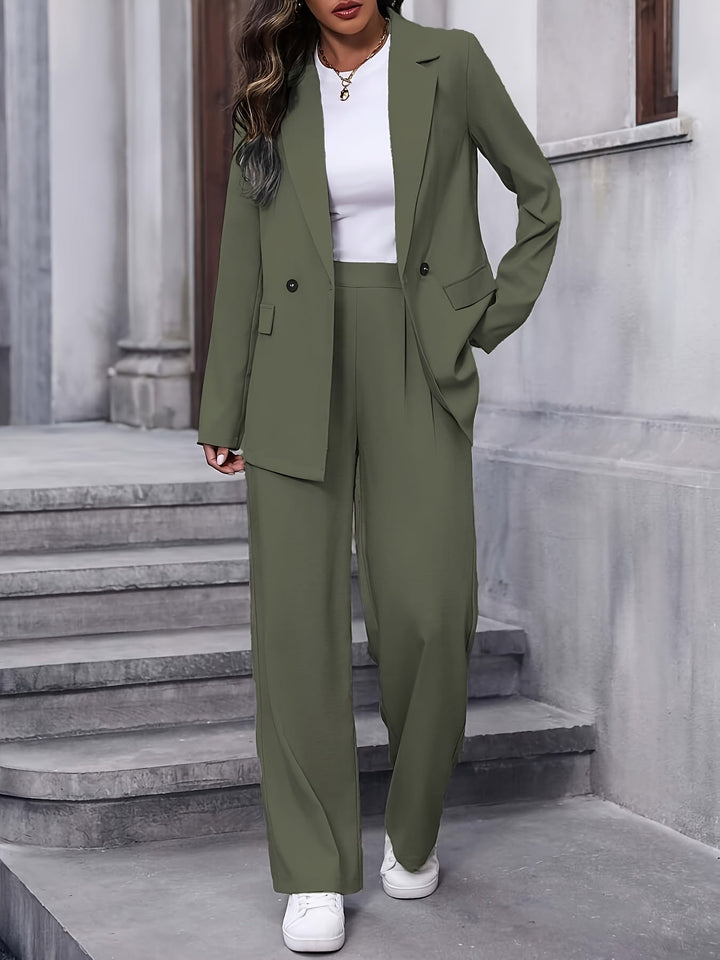 Sabrina two piece blazer and wide leg trouser set, full length