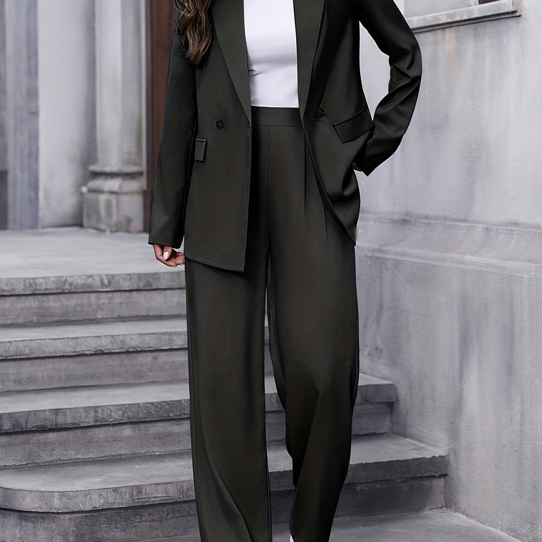 Sabrina two piece blazer and wide leg trouser set in black