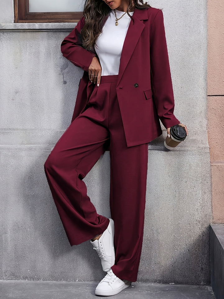 Sabrina two piece blazer and wide leg trouser set, front view