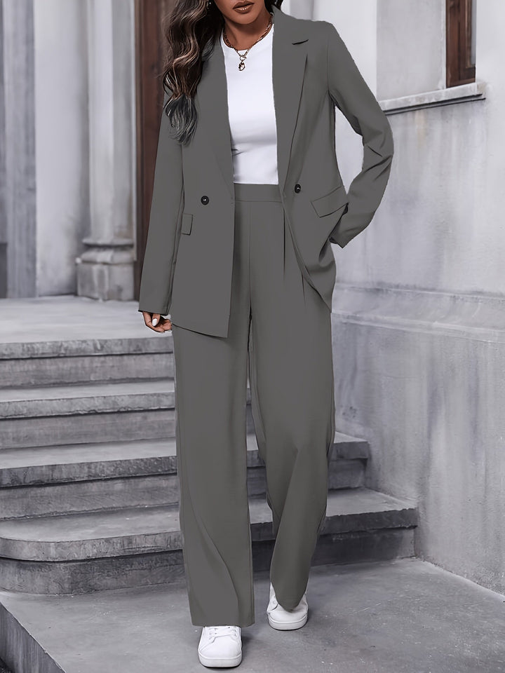 Sabrina two piece blazer and wide leg trouser set, side view