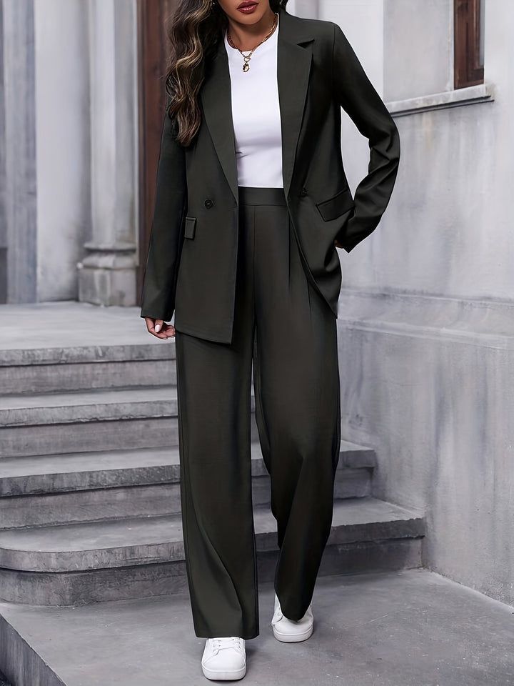 Sabrina two piece blazer and wide leg trouser set, fabric detail
