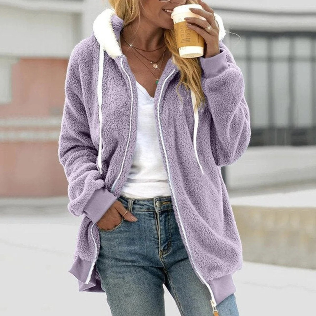 Nell teddy fleece jacket in blue