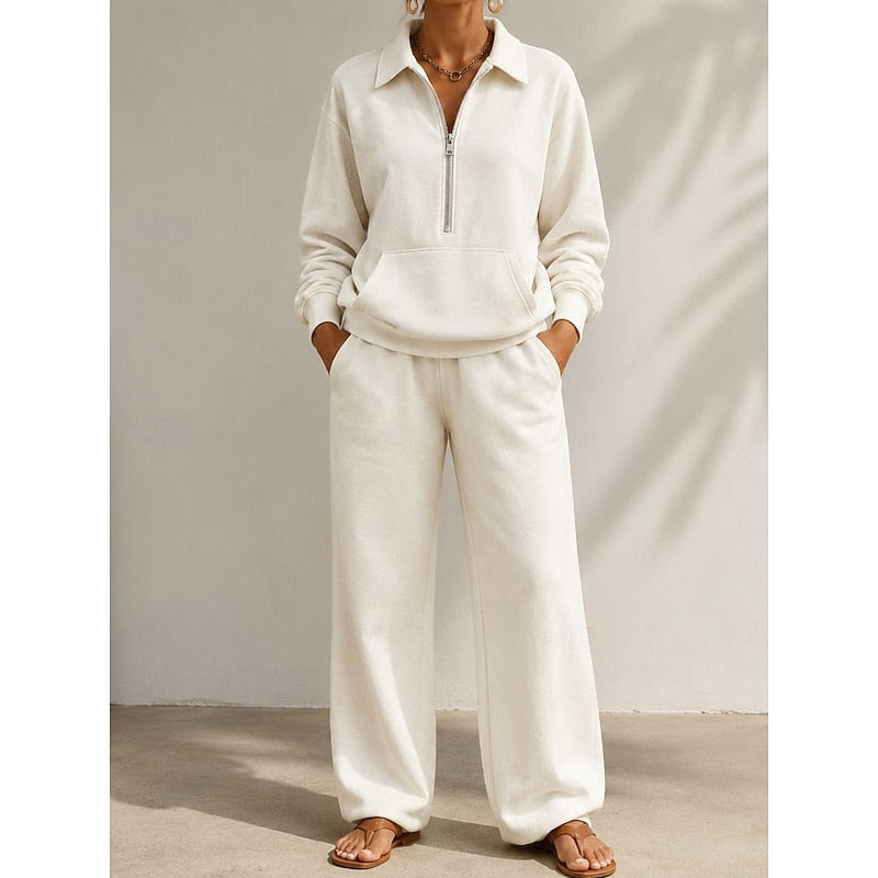 Lottie half zip top and wide leg trousers set
