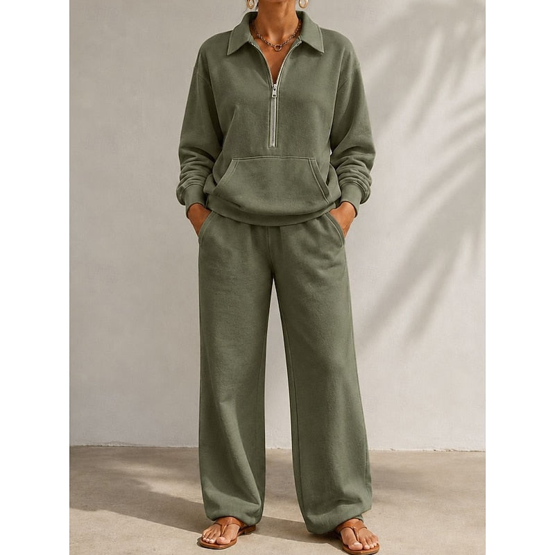 Lottie half zip top and wide leg trousers set – image 5