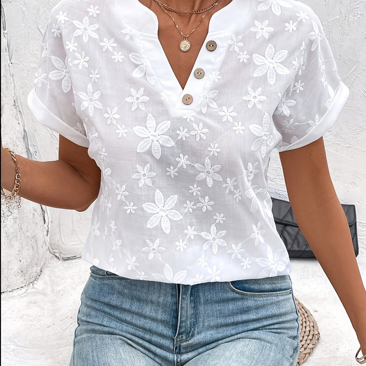 Celine Elegant Floral V Neck Blouse - image 7