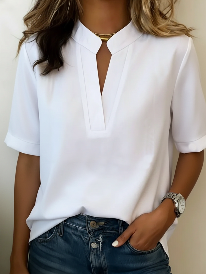 Pippa Elegant Crepe Blouse with Refined Collar - image 2