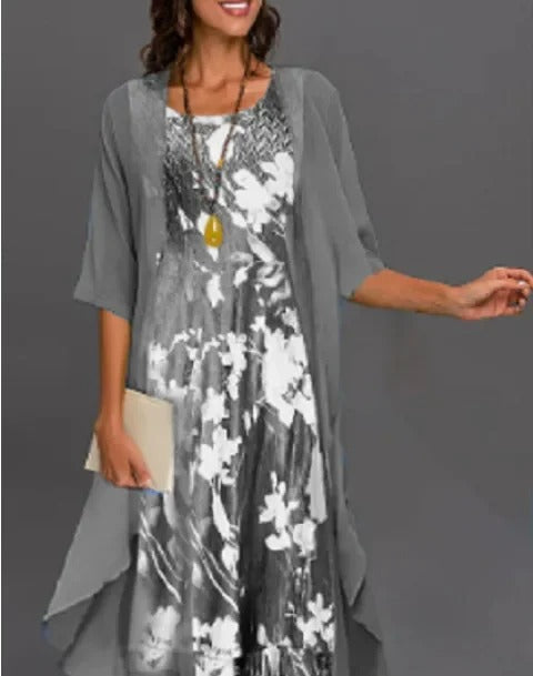 Camille floral two piece skirt set with 3/4 sleeves – image 4
