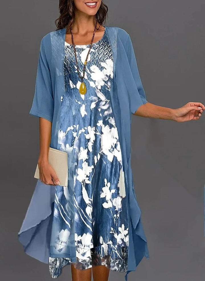Camille floral two piece skirt set with 3/4 sleeves – image 3