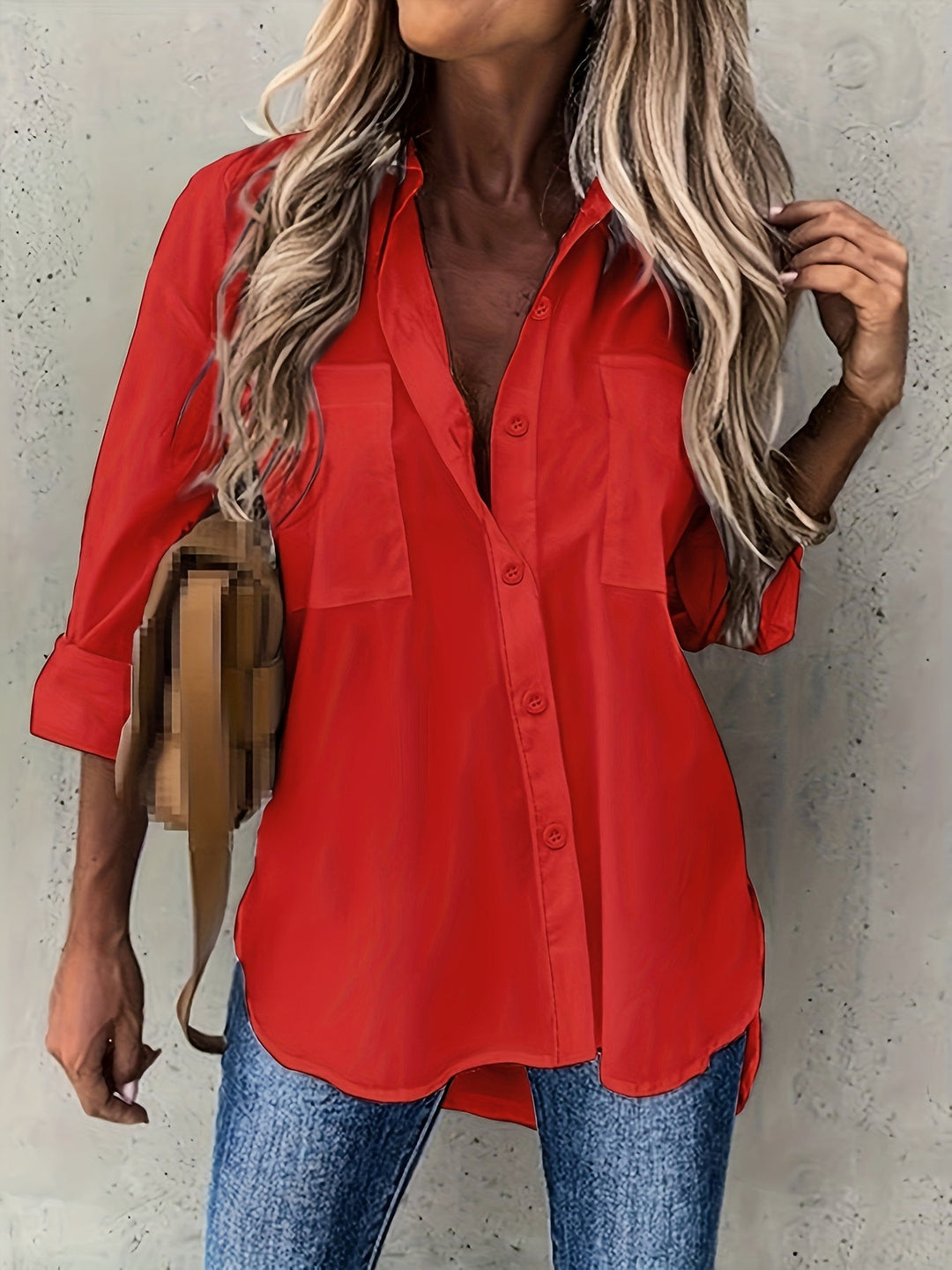 Marigold long sleeve button front blouse – image 4