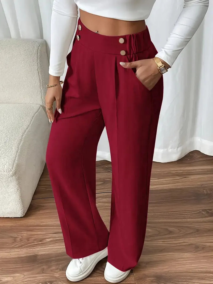 Eleonora high waist wide leg trousers with statement buttons – image 13