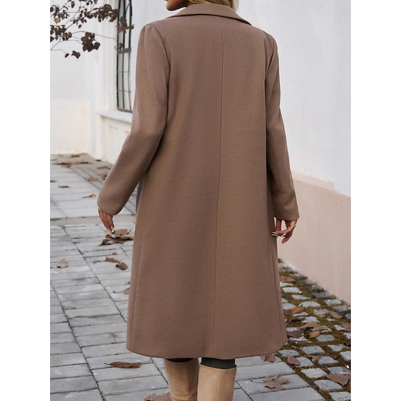 Ruby long straight coat with lapels – image 11