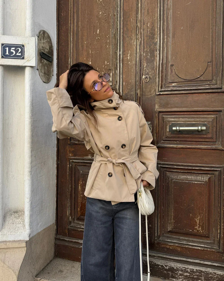 Solange belted high neck trench coat