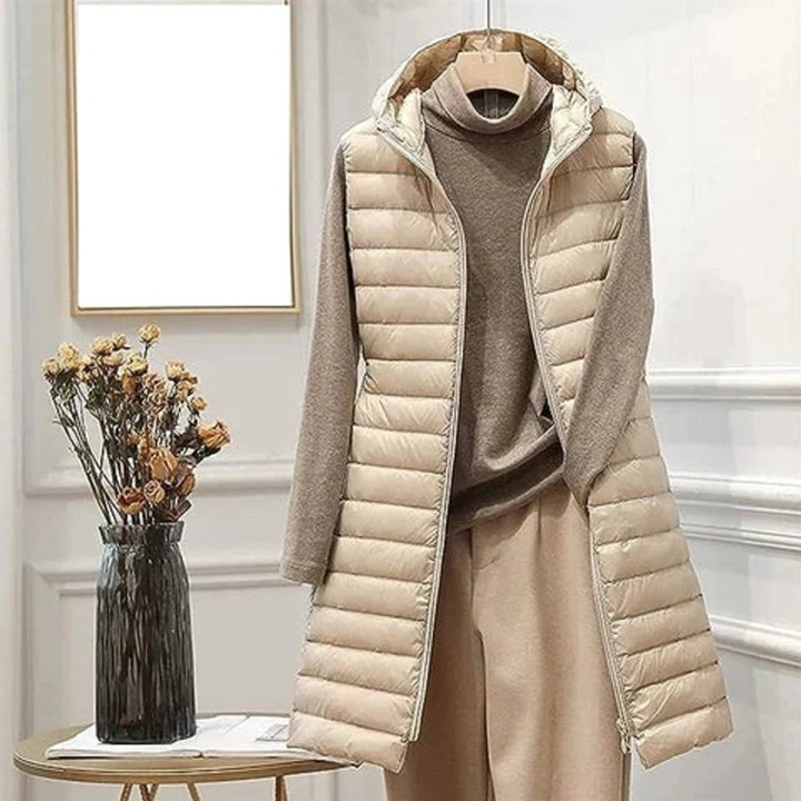 Orla longline hooded quilted gilet