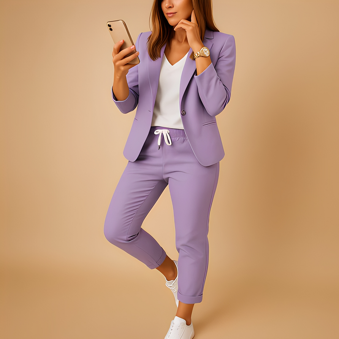 Aletha two piece tailored blazer suit set in brown