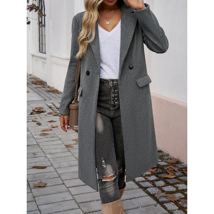 Ruby long straight coat with lapels – image 4