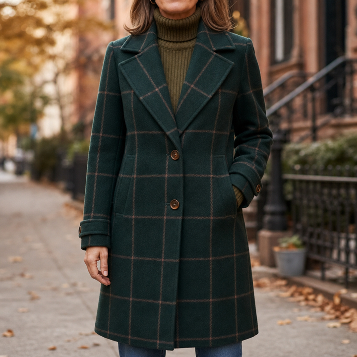 Imelda Elegant Oversized Plaid Wool Look Coat