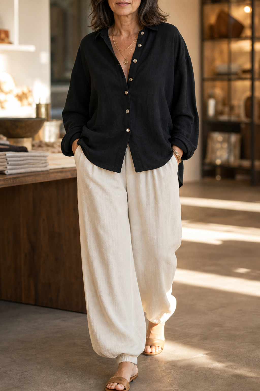 Valerie relaxed shirt and wide leg trousers set