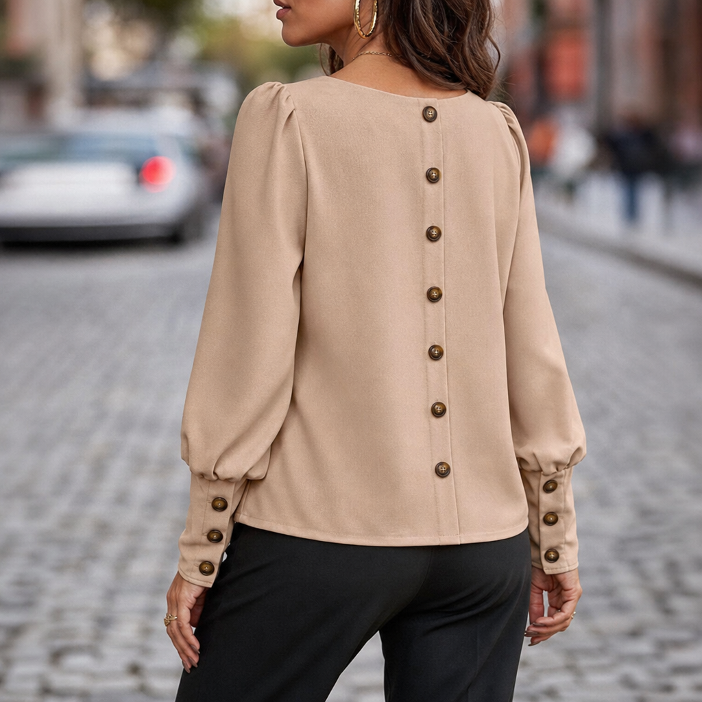 Blanche Elegant Puff Sleeve Satin Blouse - image 2